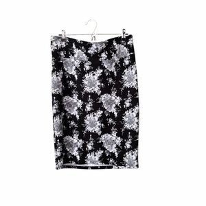 LuLaRoe Cassie Black and Gray Floral Pencil Skirt